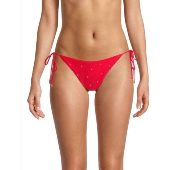 PQ Swim Heart Embroidered Tie Bikini Bottom - Picture 1 of 5